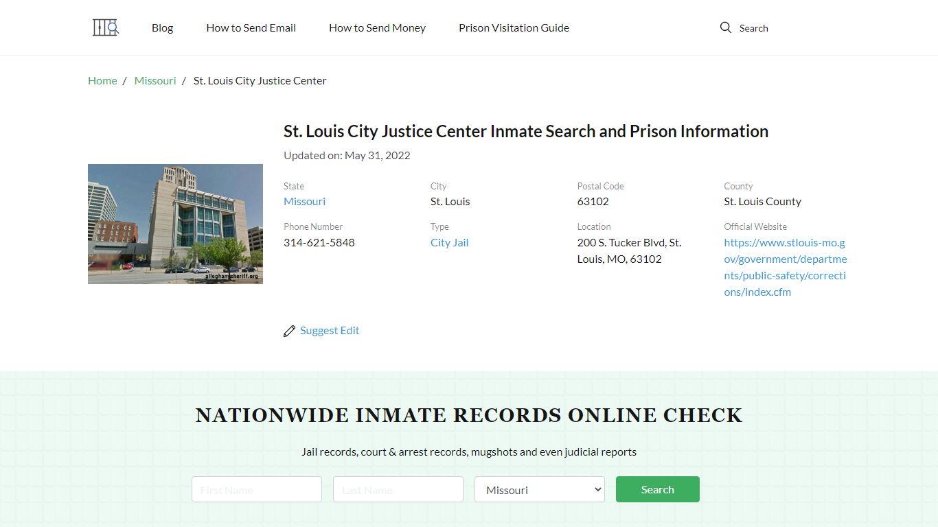 St. Louis City Justice Center Inmate Search, Visitation, Phone no ...